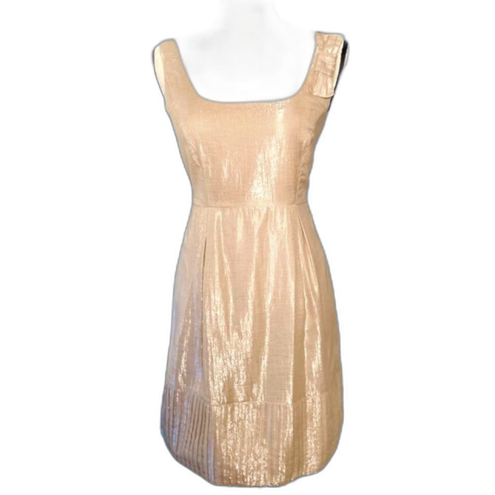 Yoana Baraschi Gold Metallic Dress Sz 4 Anthropologie Cocktail Prom Shimmer Mini